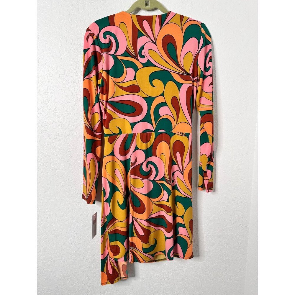 NWT DONNA MORGAN Size US‎ 10 Draped Minidress Floral Green/Coral - Picture 5 of 6